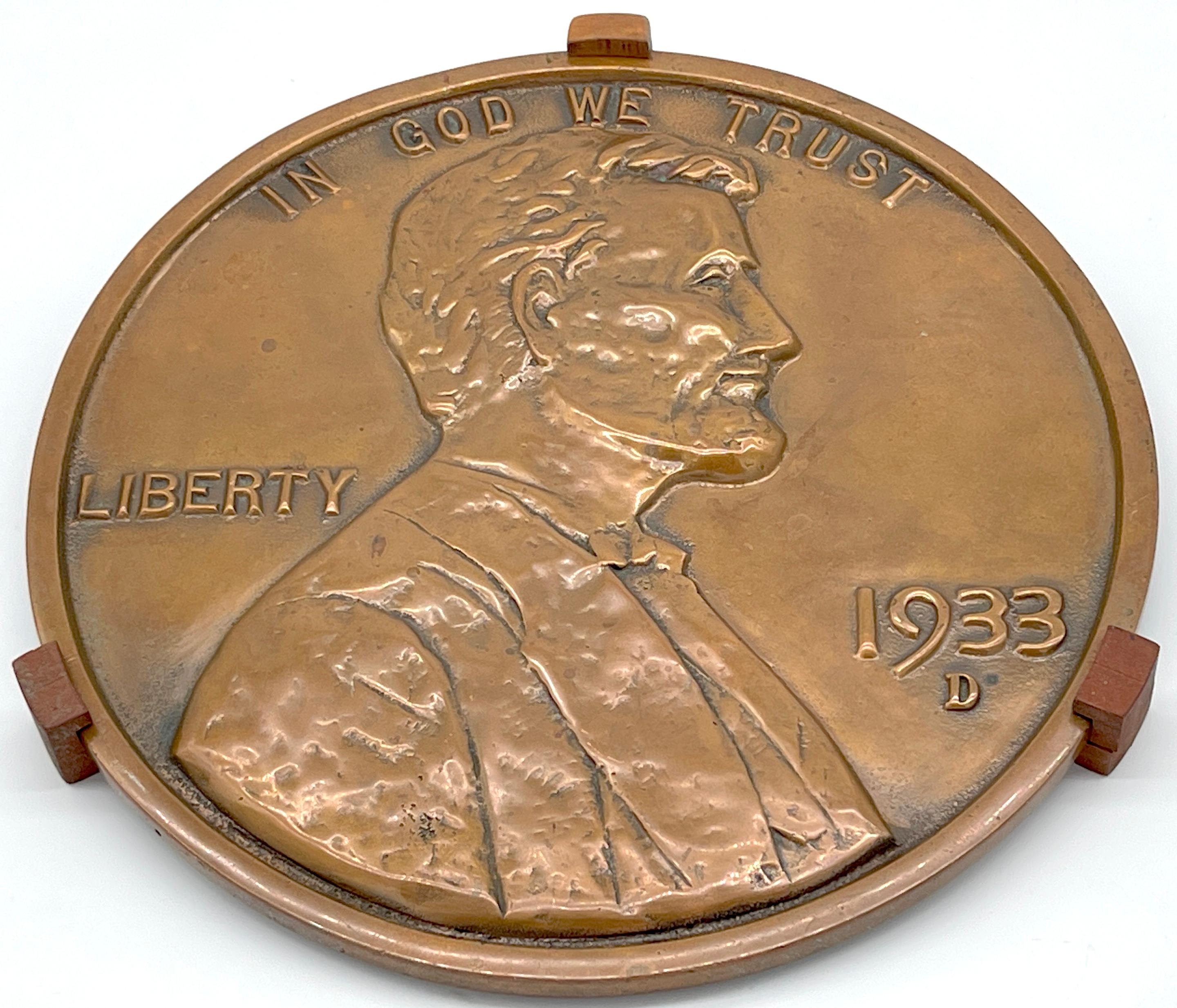 Maquette/Sculpture of Victor David Brenner's 1933 D Lincoln Penny Front/ Obverse For Sale 4