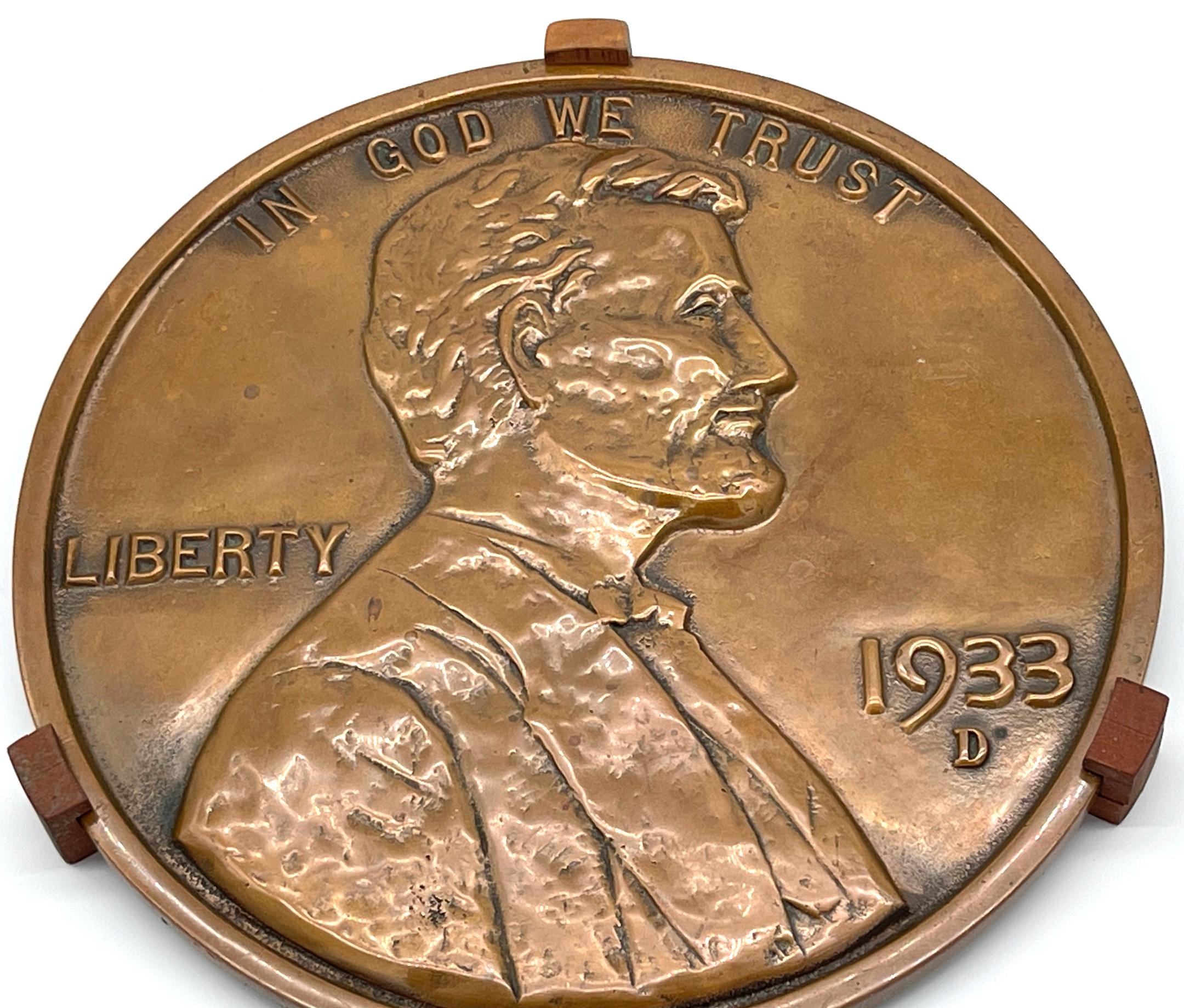 Maquette/Sculpture of Victor David Brenner's 1933 D Lincoln Penny Front/ Obverse For Sale 5