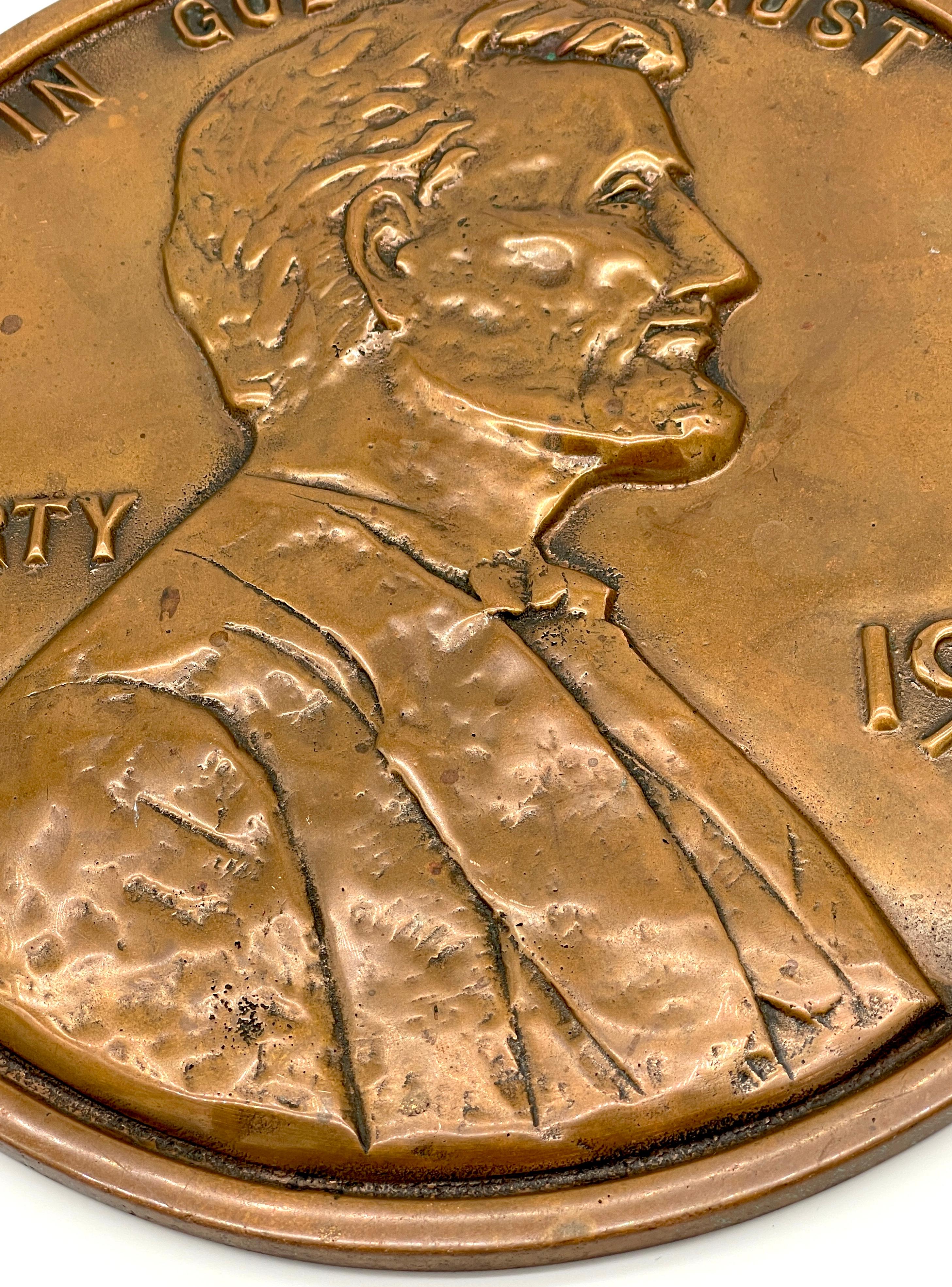20th Century Maquette/Sculpture of Victor David Brenner's 1933 D Lincoln Penny Front/ Obverse For Sale