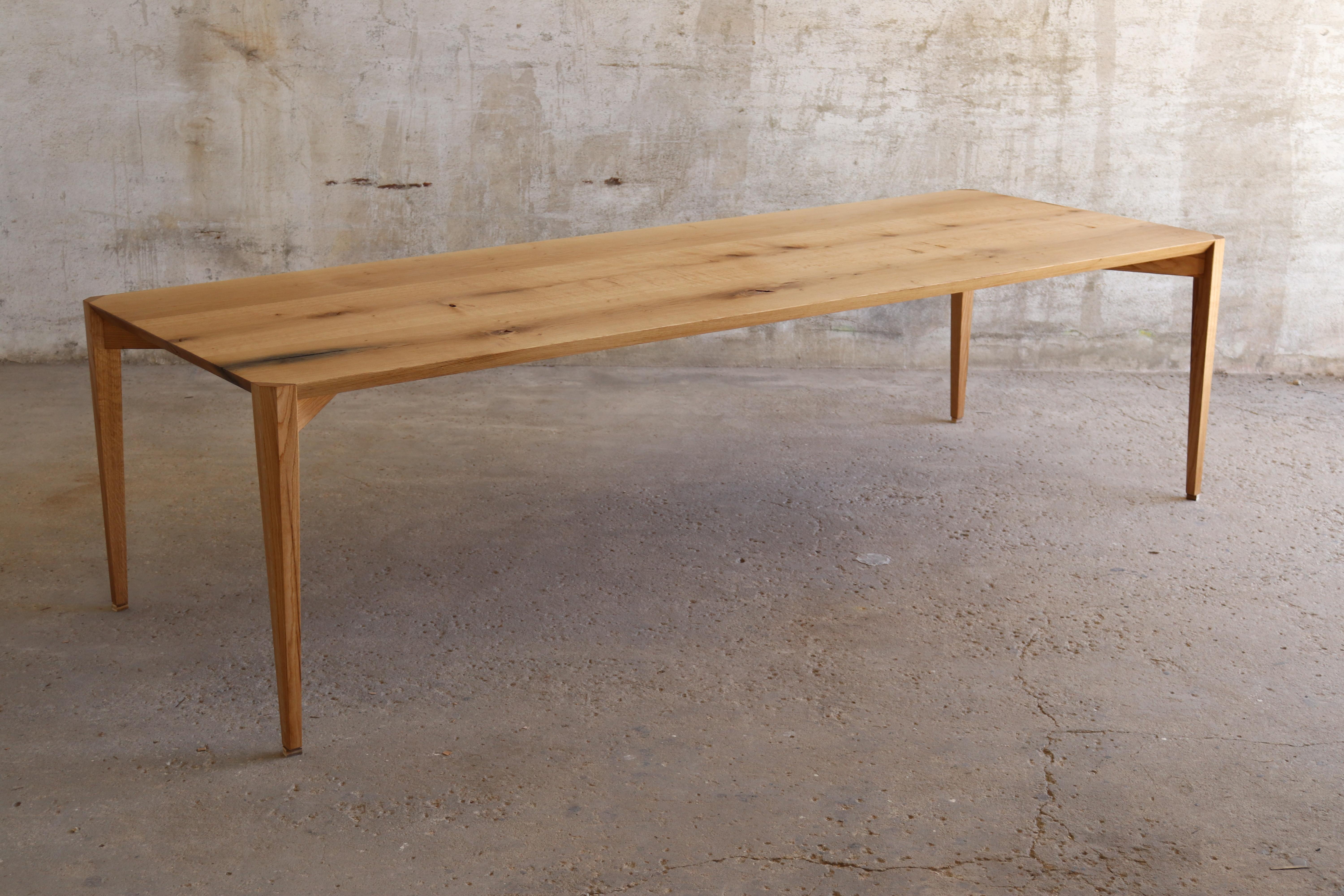 Hand-Crafted Mar Dining Table, a Sculptural and Modern Light Solid Oak Table by Tomaz Viana For Sale