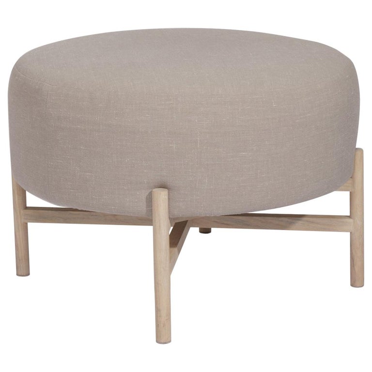 Mar upholstery and ash wood small Ottoman For Sale at 1stDibs