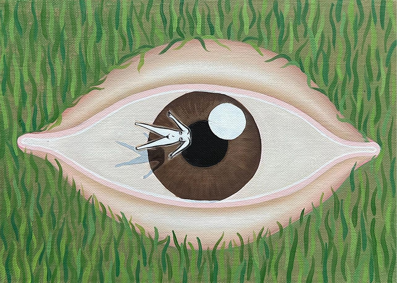 "Cuando se atraviesa tu recuerdo", eye, nude, contemporary, green