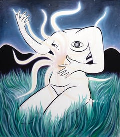"El sentimiento interior II" surrealista, paisaje onírico, azul, luz, emoción, cuerpo