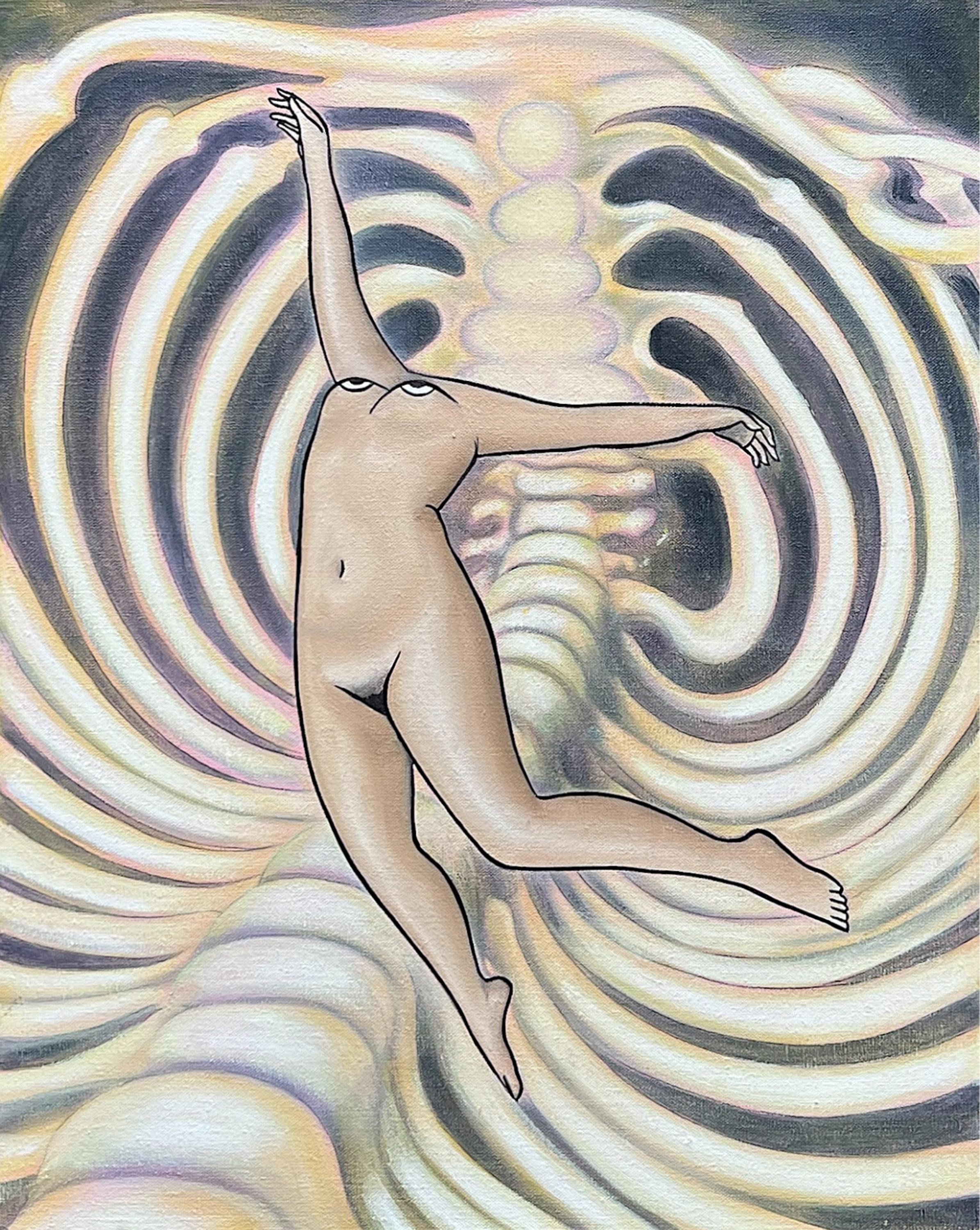 María Conejo Nude Painting – „Inneres Gefühl III“, Öl auf Leinen, 50 x 40 cm, feministische und anatomische Malerei, 2024