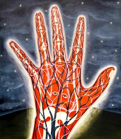 "La mano creadora y el impulso creativo" anatómico, cósmico, emoción, paisaje onírico