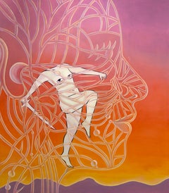 „Pensamiento intrusivo“ ätherisch, orange, Körper, Traumlandschaft, Emotionen