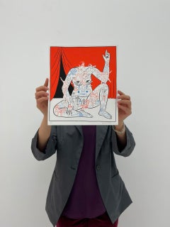 Cosmic Woman, Three-color silkscreen on cotton paper, 28x25cm, Feminist, 2024