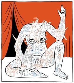 María Conejo - "Mujer cósmica", horoscope, spiritual, symbolic, orange "Mujer cósmica", horoscope, spiritual, symbolic, orange