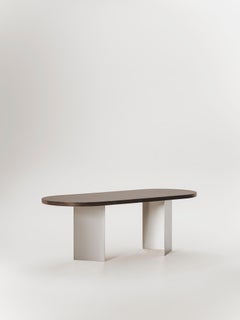 Mesa de comedor Mara de chapa de madera y acero inoxidable de Marlot Baus