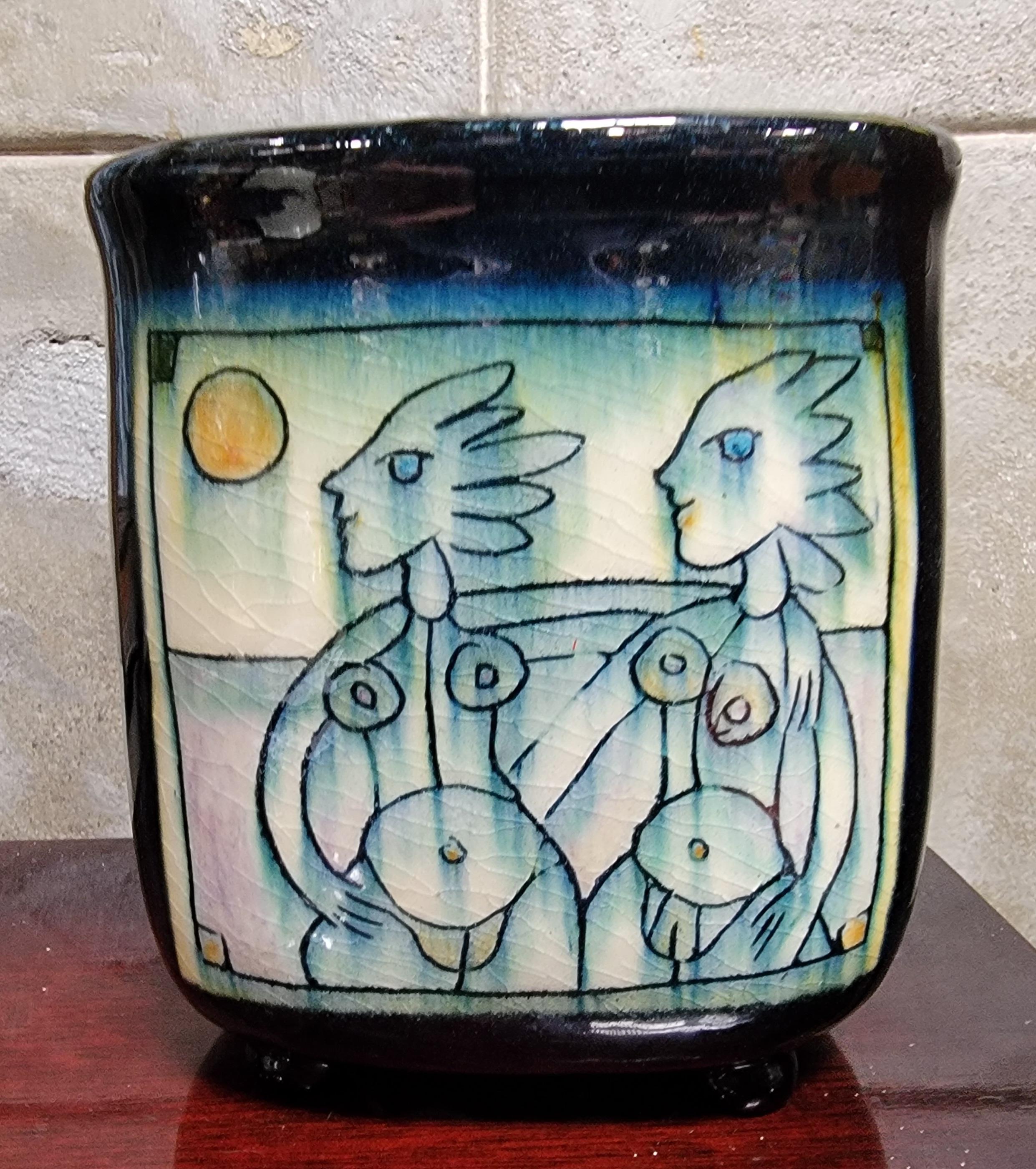 Mid-Century Modern Vase Mara en grès travaillé à la main Nudes en vente