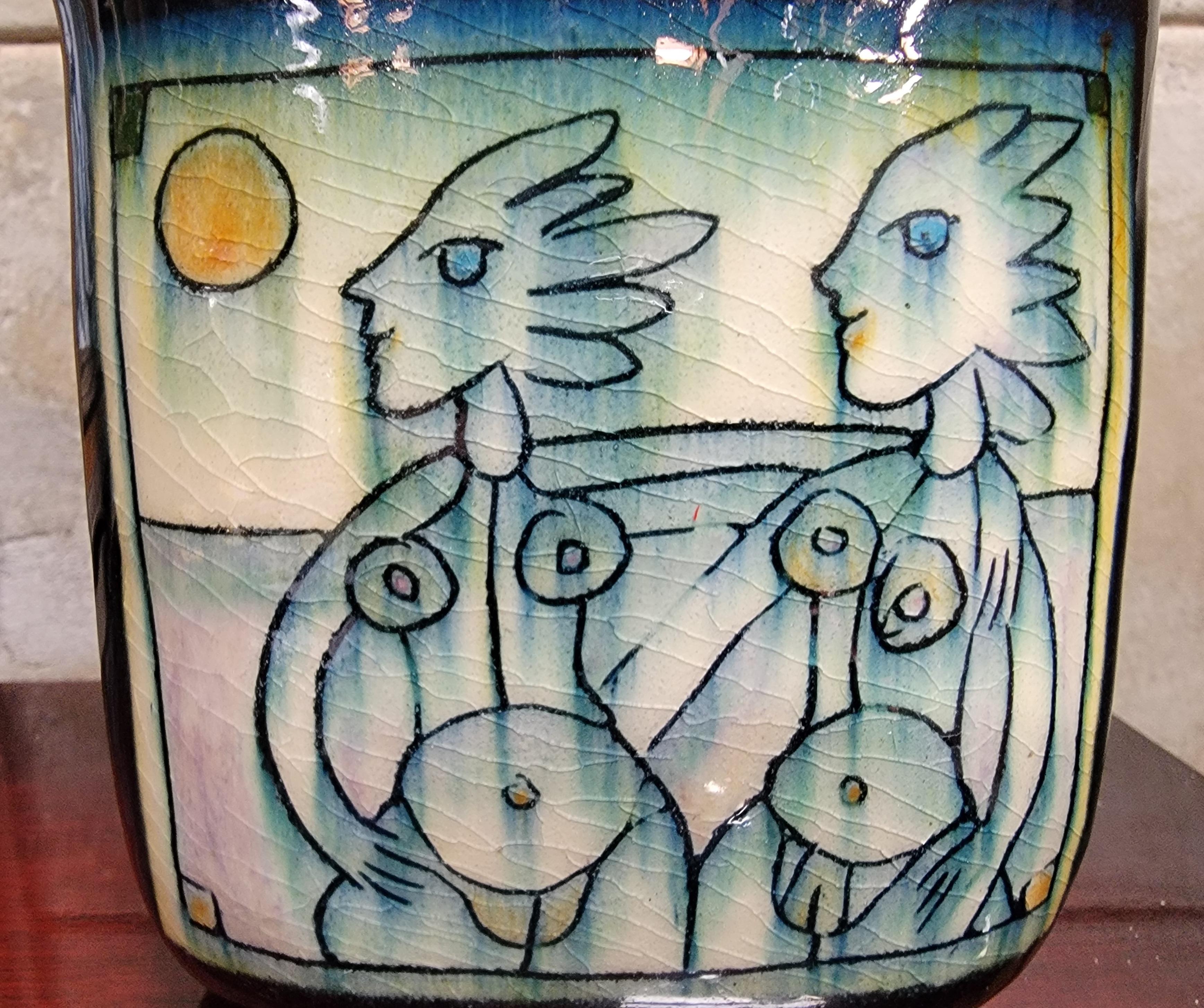 Mexicain Vase Mara en grès travaillé à la main Nudes en vente