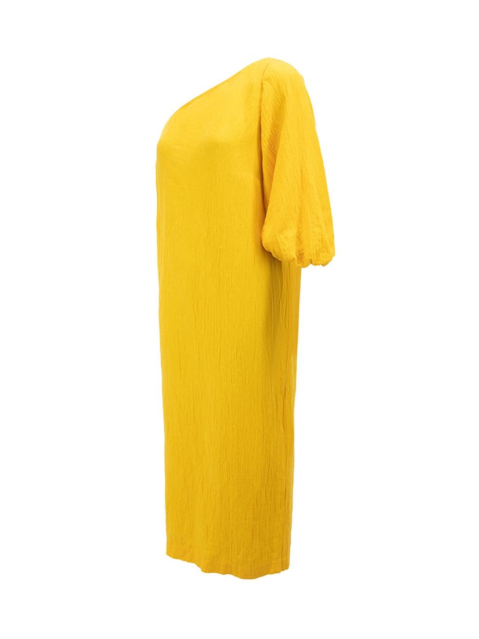 Mara Hoffman Women's Yellow Asymmetric One Sleeve Dress In Good Condition For Sale In London, GB