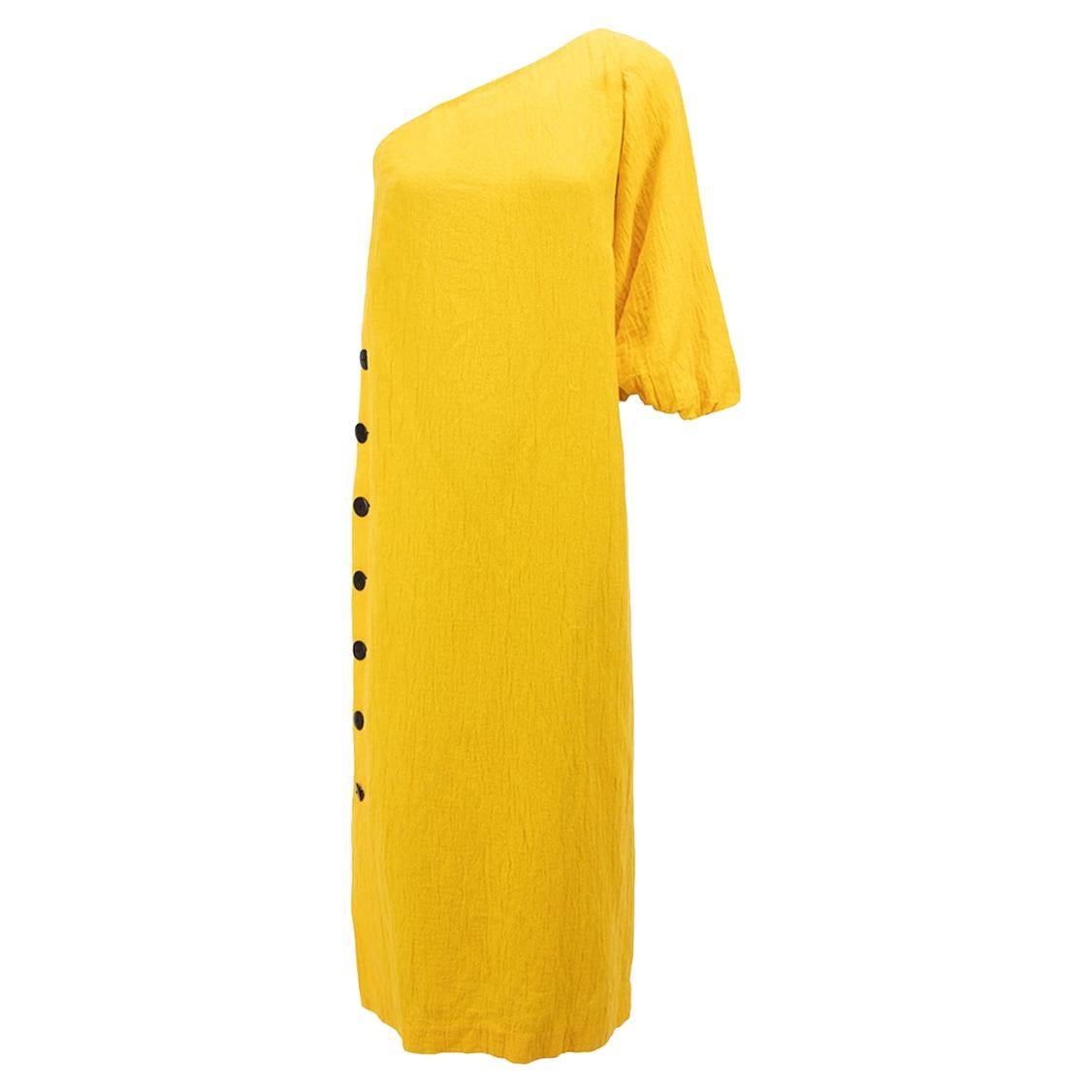 Mara Hoffman Women's Yellow Asymmetric One Sleeve Dress For Sale