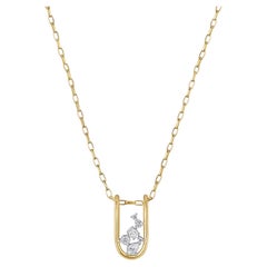 Rosario Navia Mara Large Folded Link Pendant in 18K Gold, Platinum, and Diamonds