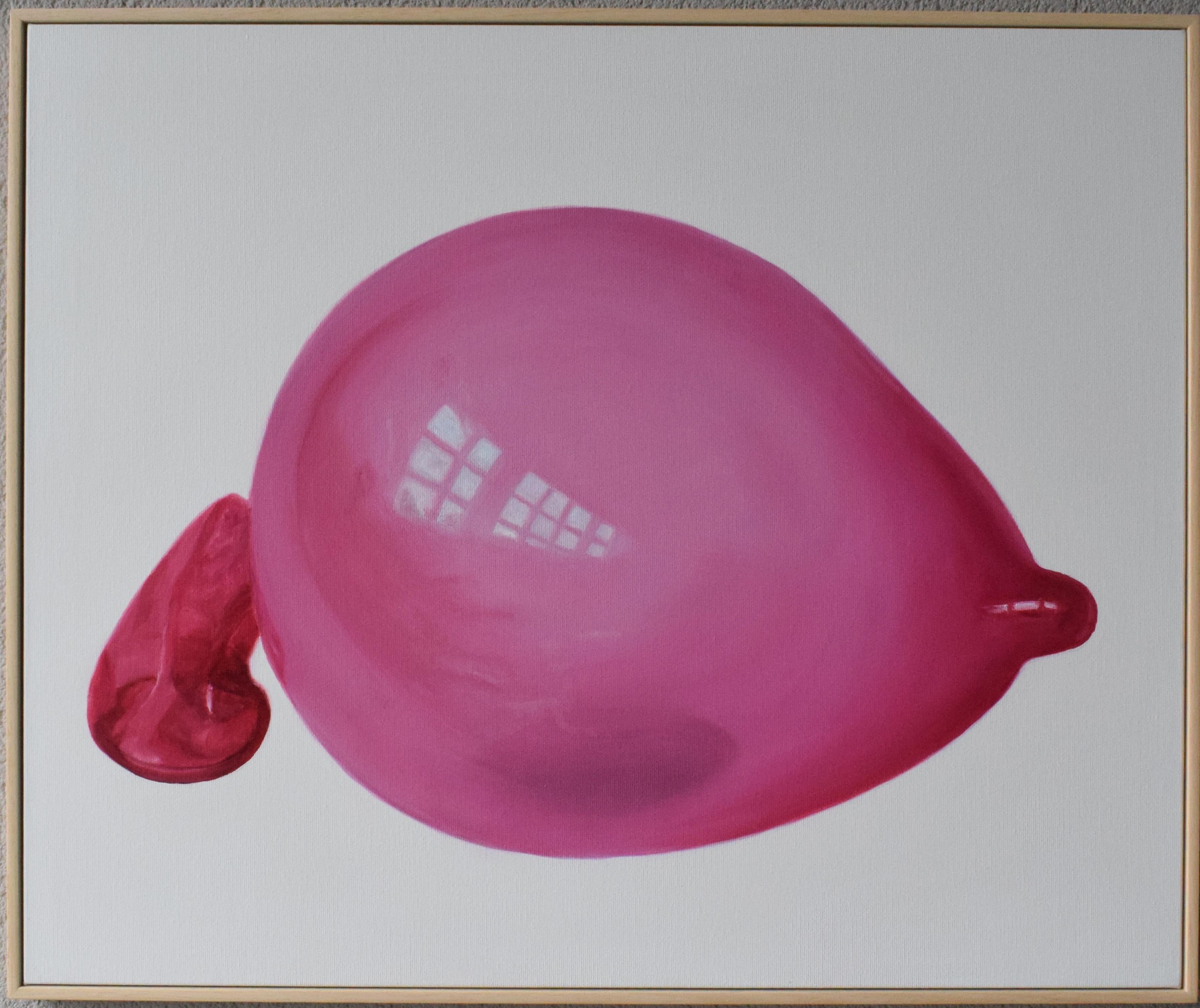 Cherry Bubble. Medium-Sized Contemporary Pop Oil Painting in Glossy Pink Tones