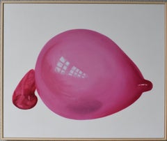 Cherry Bubble. Medium-Sized Contemporary Pop Oil Painting in Glossy Pink Tones