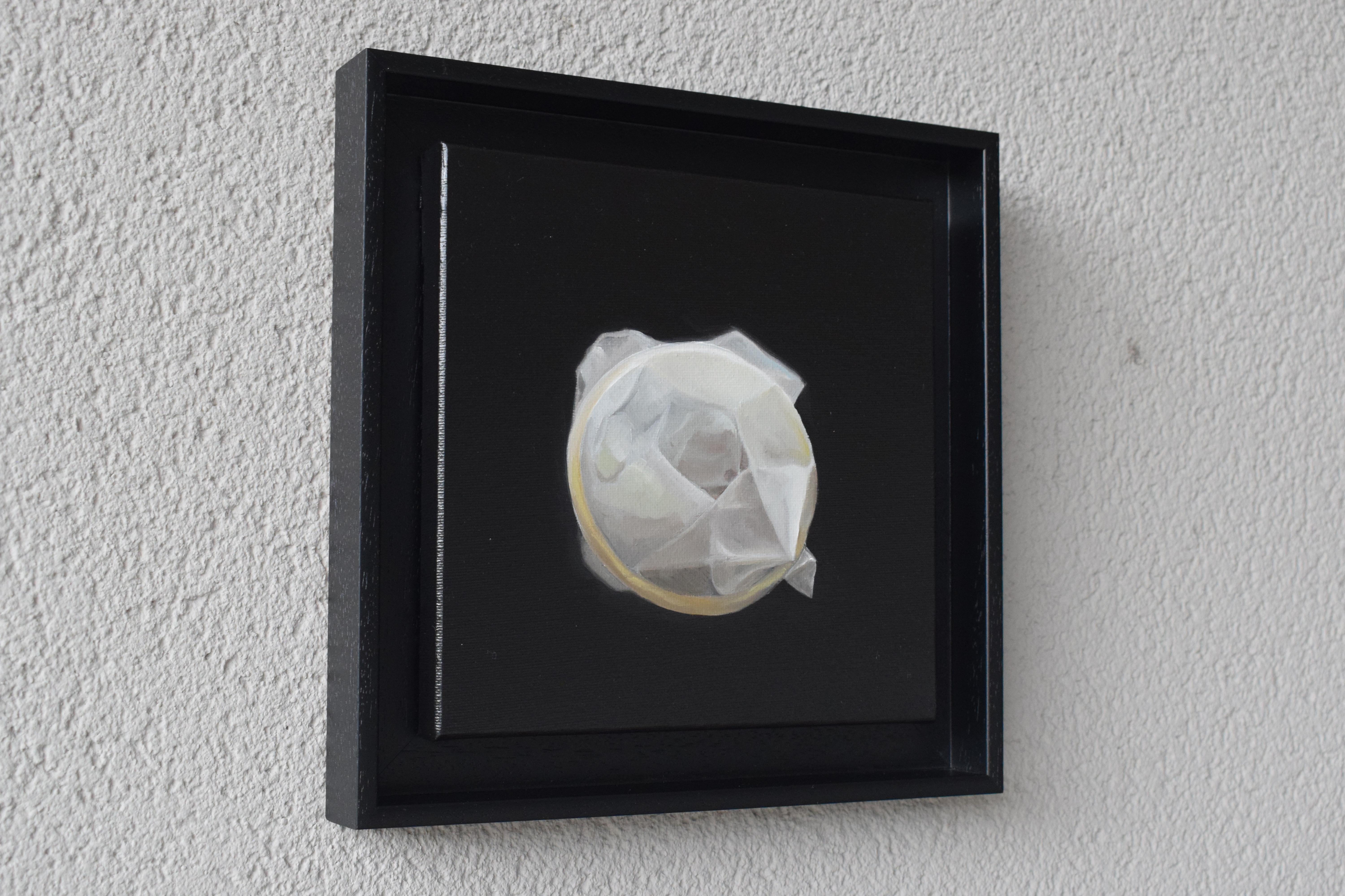 Pintura al óleo pop contemporánea enmarcada. Transparencias. Preservativo como chicle salado en venta 2