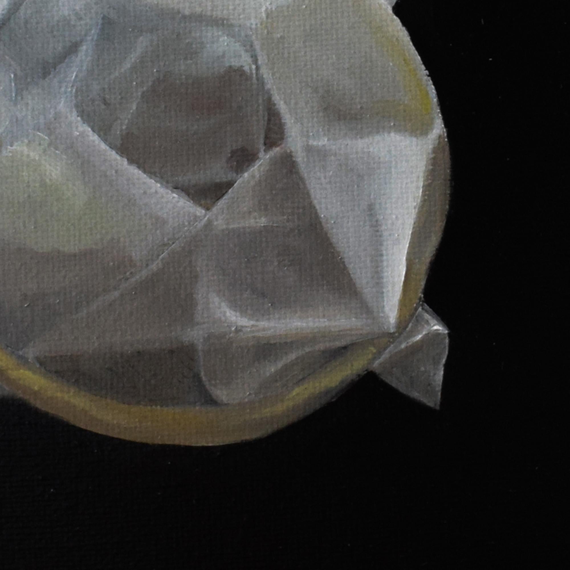 Pintura al óleo pop contemporánea enmarcada. Transparencias. Preservativo como chicle salado en venta 3