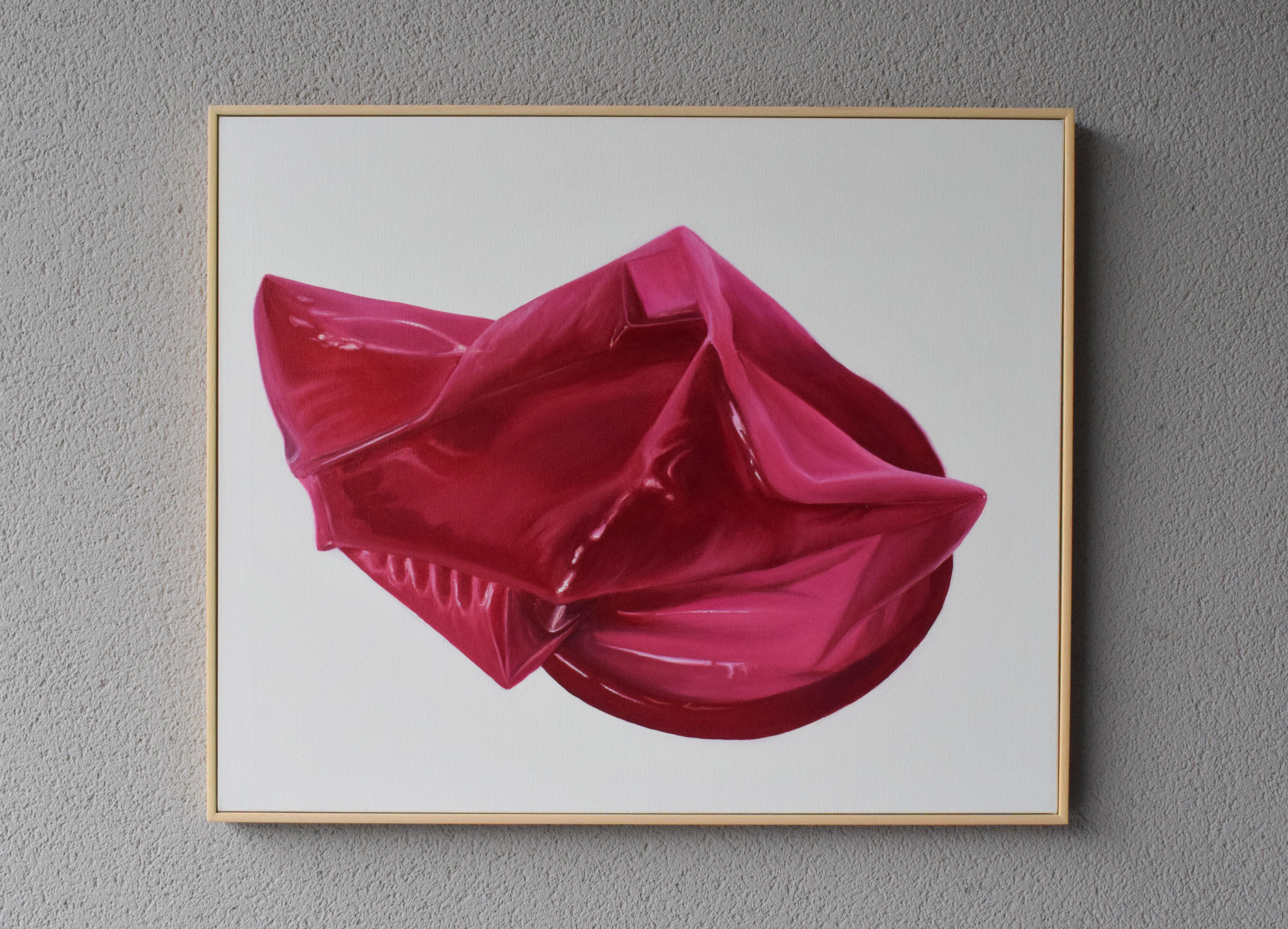 Kirsche Kaugummi Gerahmtes Contemporary Pop Ölgemälde mit sinnlicher Abstraktion – Painting von María Magán