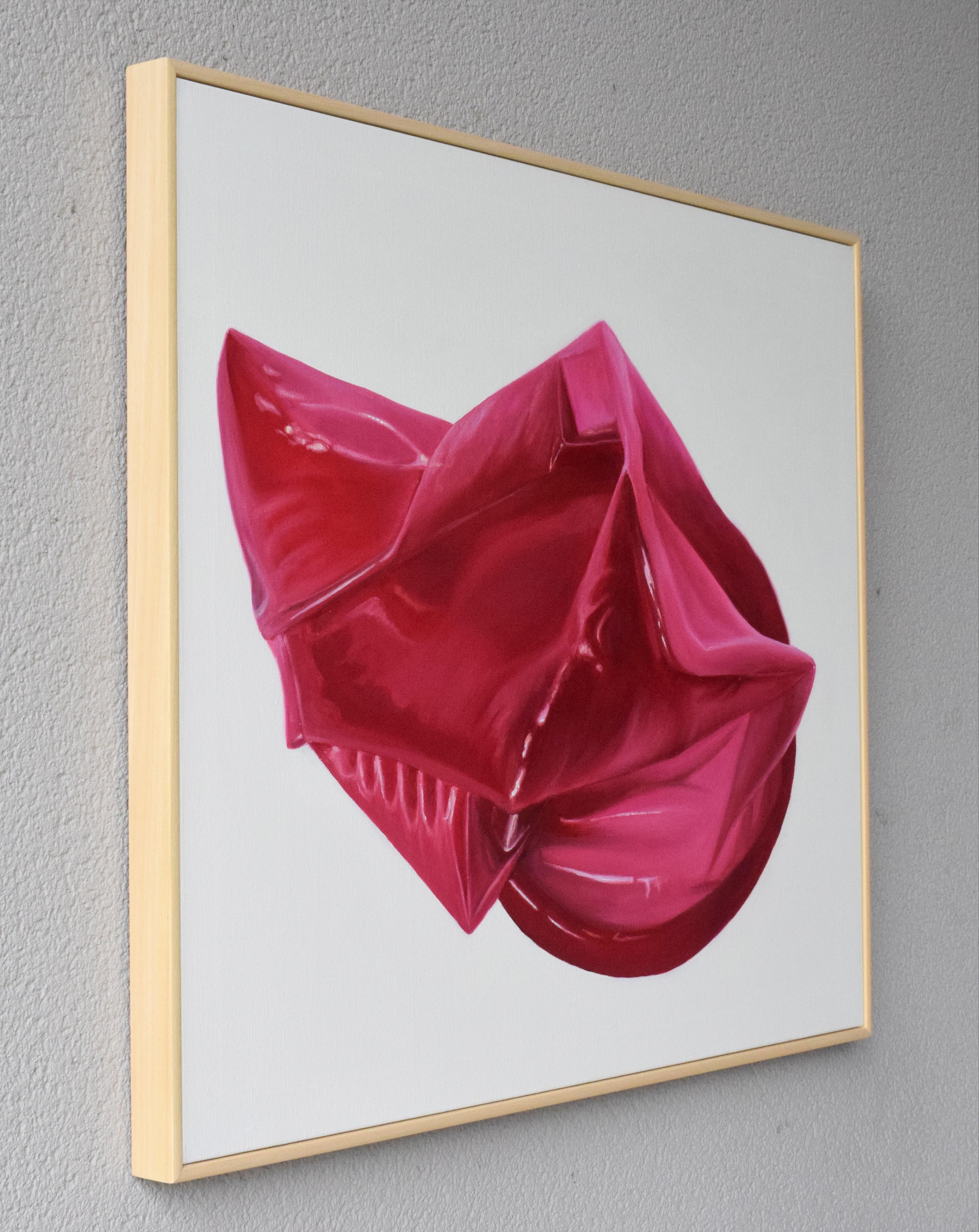Kirsche Kaugummi Gerahmtes Contemporary Pop Ölgemälde mit sinnlicher Abstraktion (Fotorealismus), Painting, von María Magán