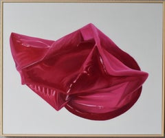 Cherry Chewing Gum Framed Contemporary Pop Oil Painting with Sensual Abstraction