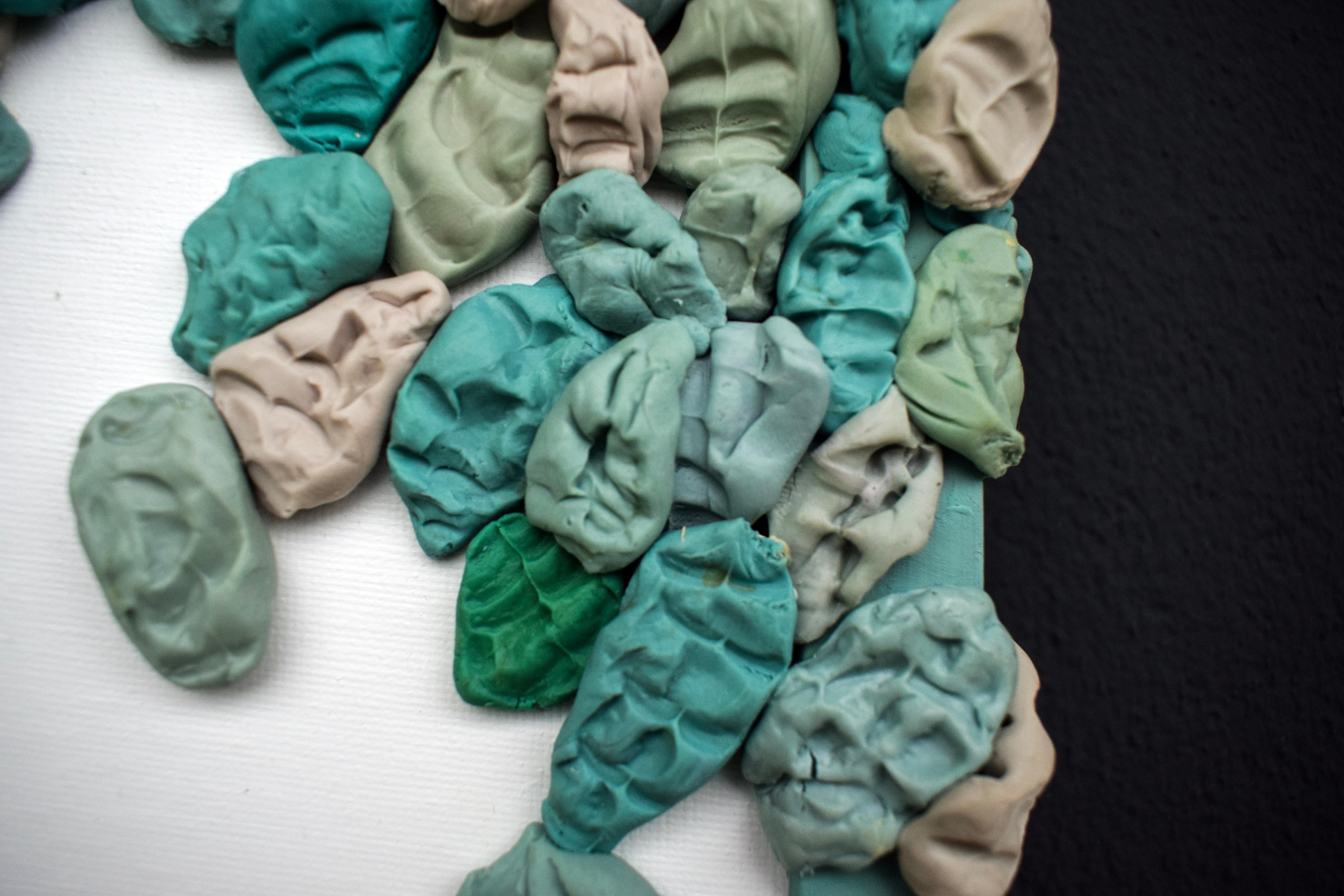 Wall Mounted Pop Object Sculpture with Silicone Chewing Gum Forms and Wood Frame For Sale 2