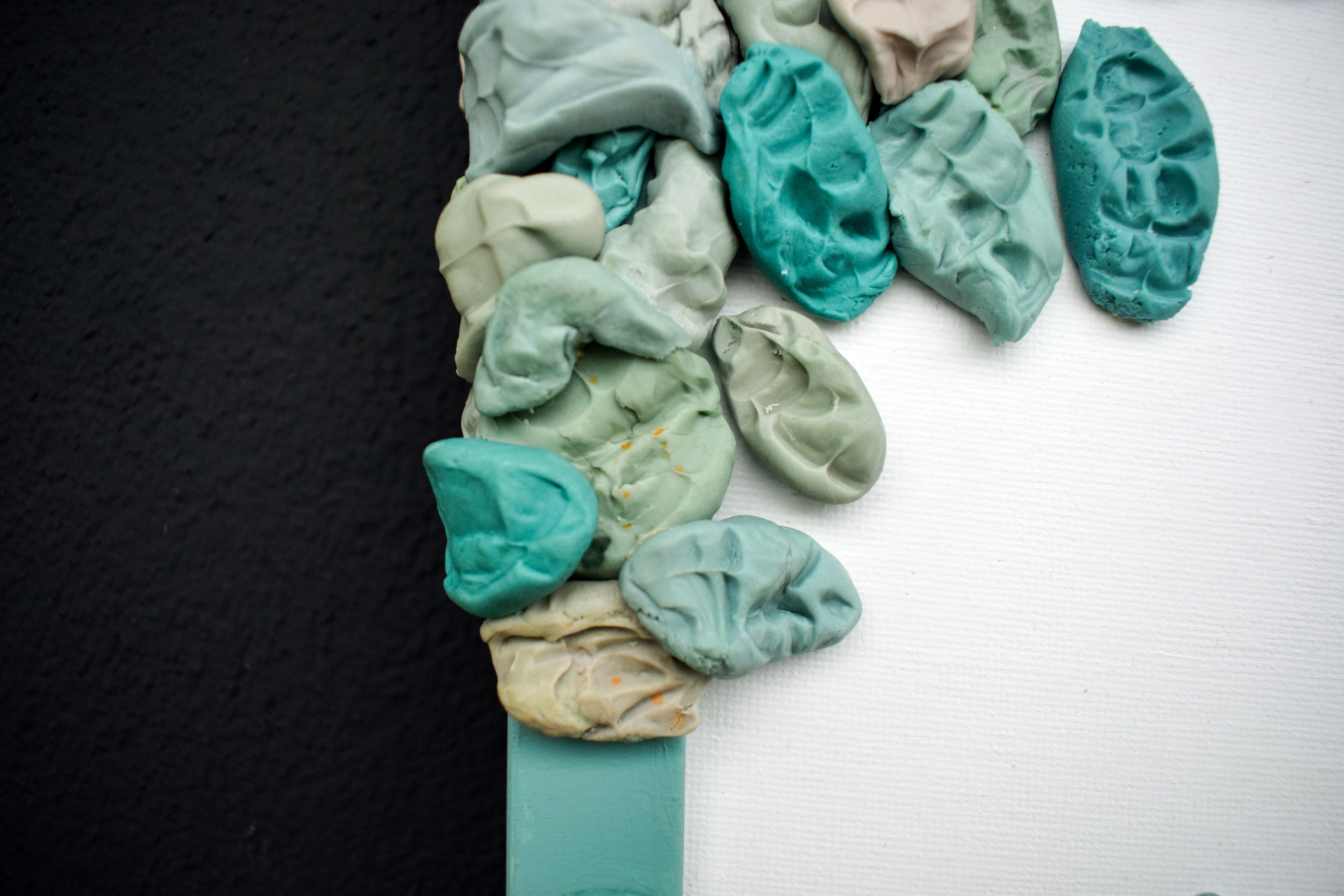 Wall Mounted Pop Object Sculpture with Silicone Chewing Gum Forms and Wood Frame For Sale 3