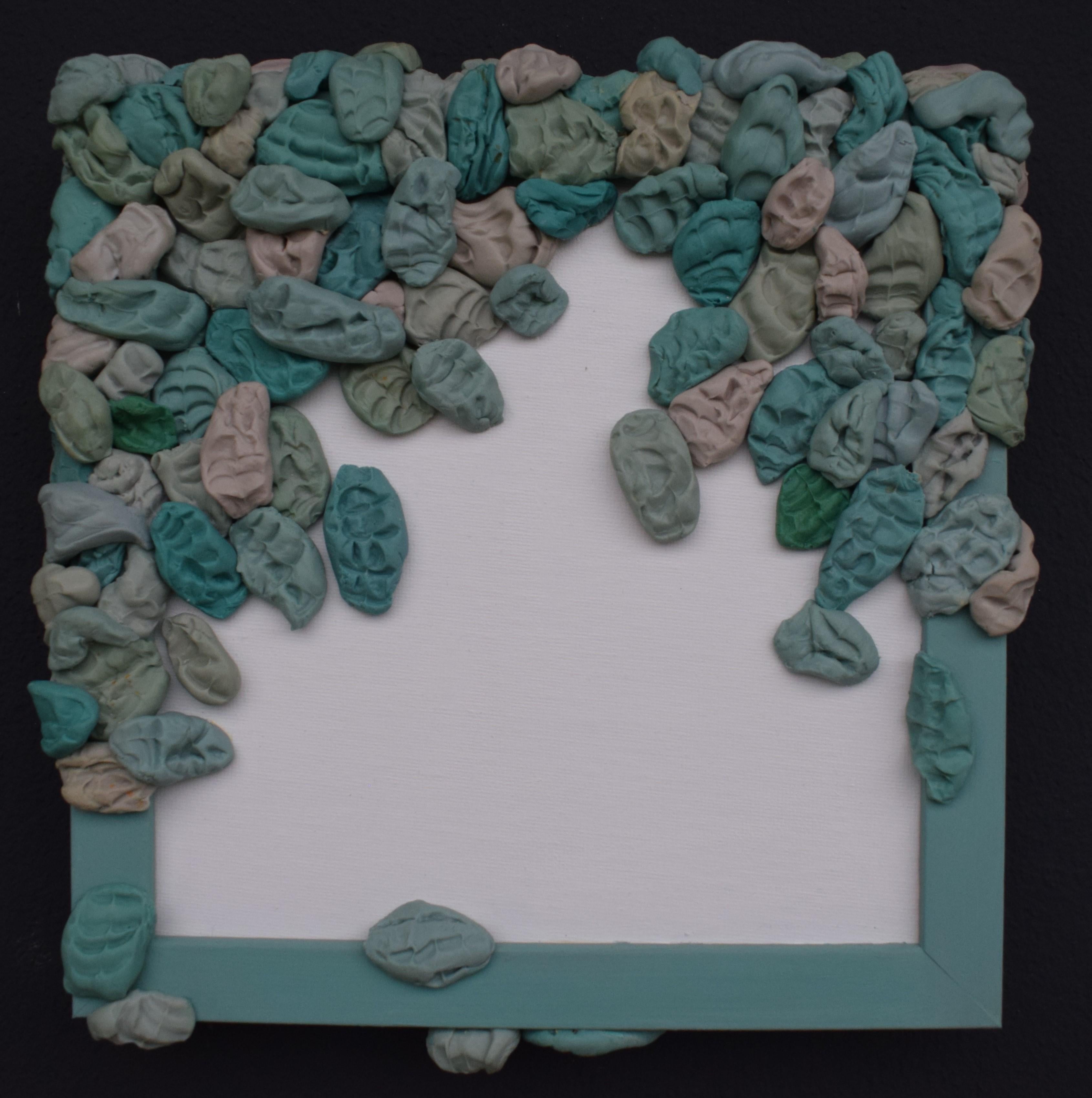 Wall Mounted Pop Object Sculpture with Silicone Chewing Gum Forms and Wood Frame