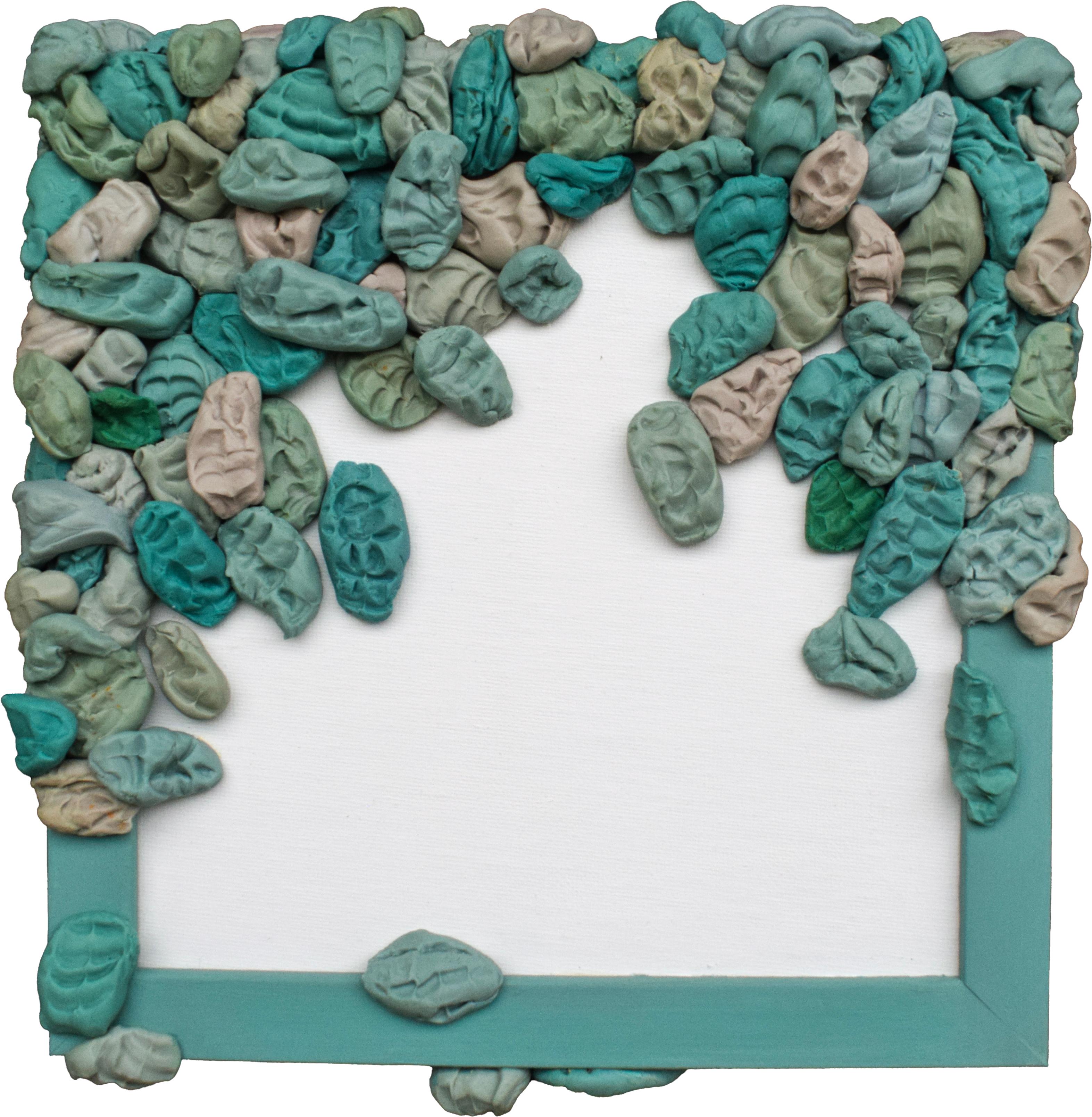 María Magán Abstract Sculpture - Wall Mounted Pop Object Sculpture with Silicone Chewing Gum Forms and Wood Frame