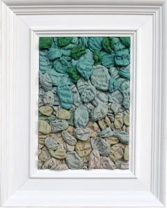 Wall Mounted Pop Sculpture with Mint Green Chewing Gum Forms in White Wood Frame