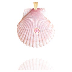 Mara Natural Shell Pendant with 14k Gold and Natural Pink Tourmaline Gemstone
