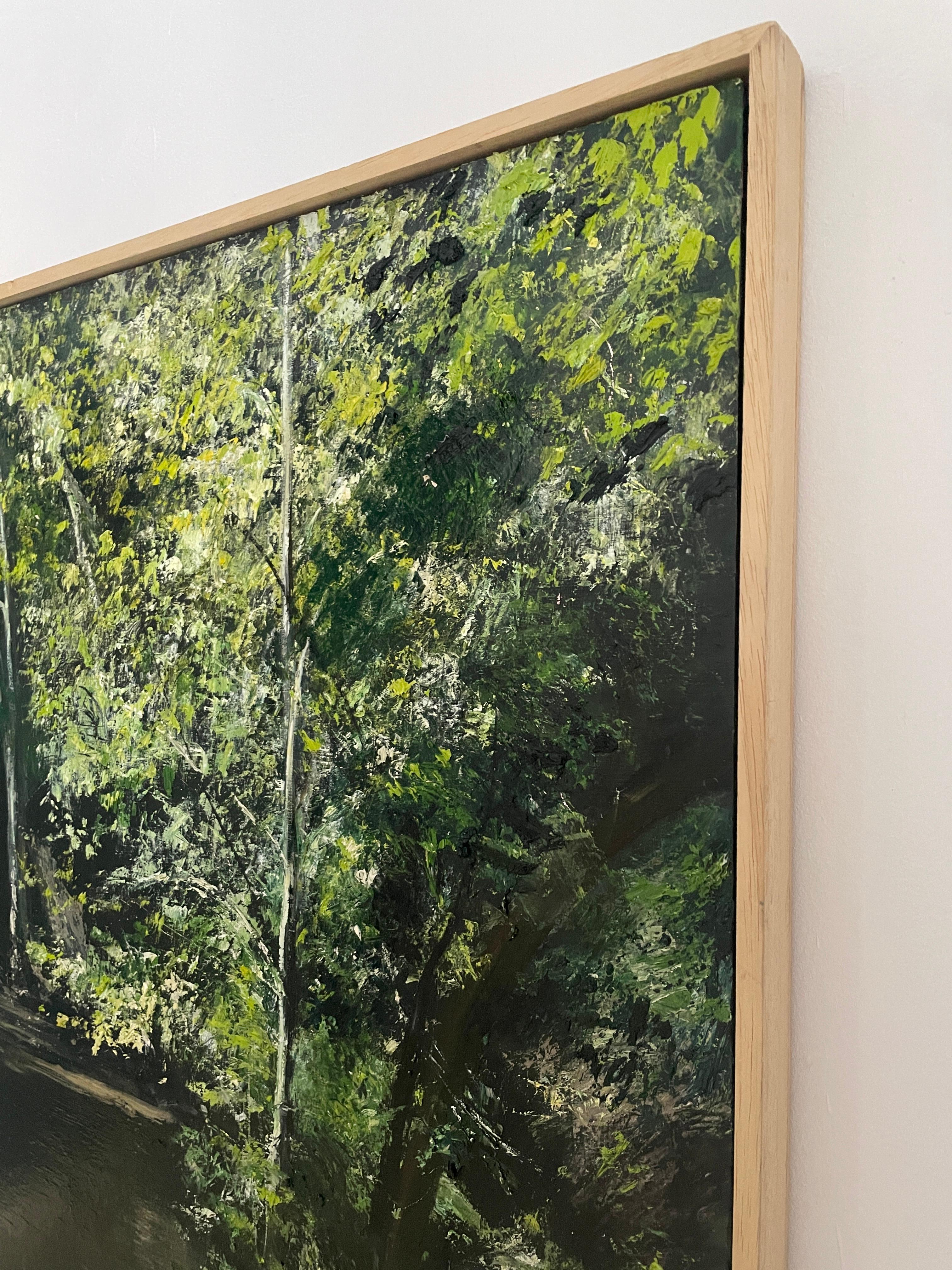 Mi pequeño paraíso (Mon petit paradis) - Noir Landscape Painting par  María Ángeles Bret Franco
