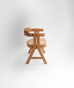 Mara oak Wood and Wicker seat Dinning Chair by Adriane Escarfullery