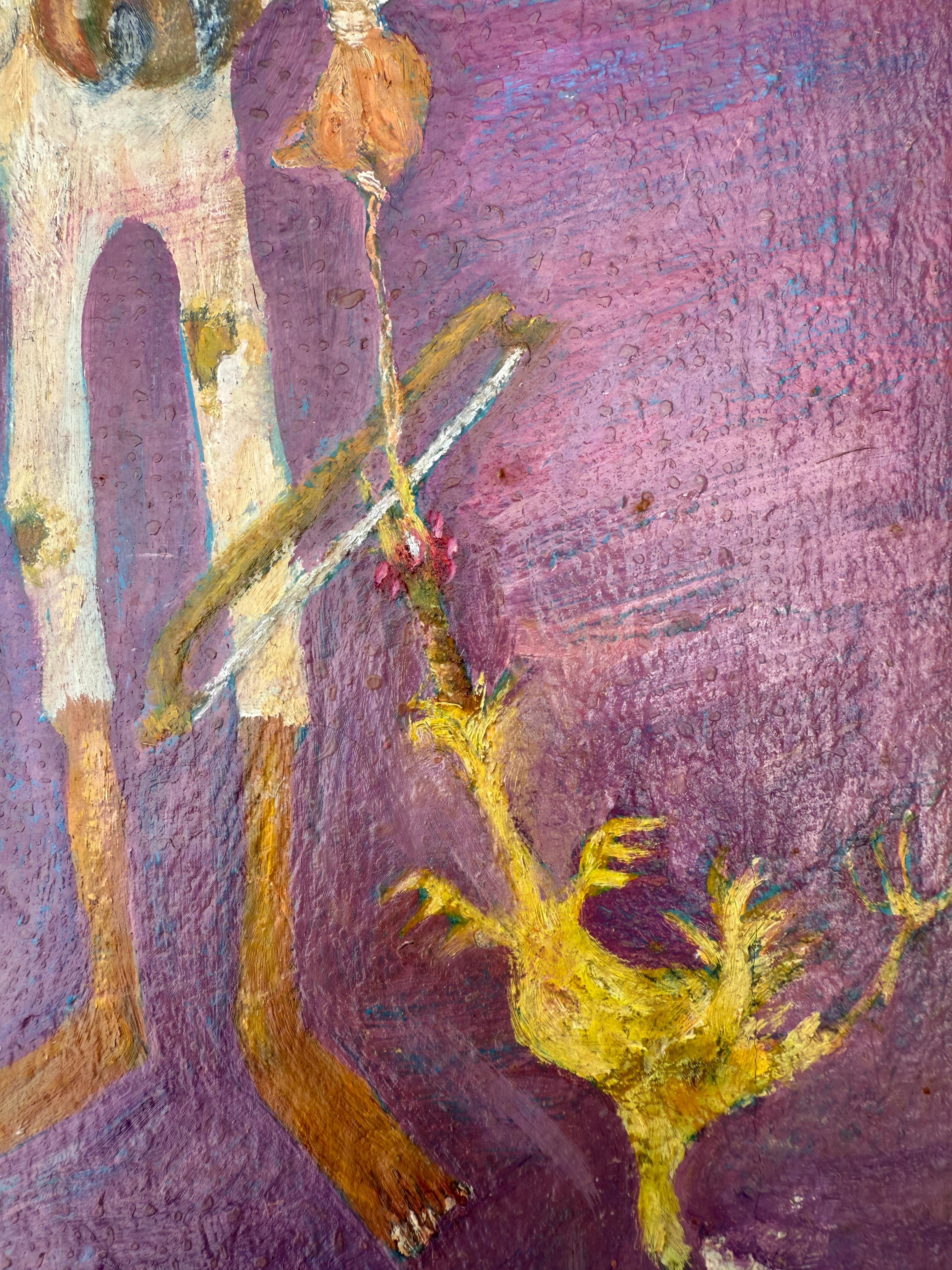 Music School oil on canvas painting - Expressionist Painting by María Paulina Díez MacGrove