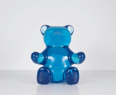 „Teddy Bear (Bär (Blaue Marine mit funkelnden Kugeln)“-Skulptur aus Acryl mit funkelnden Kugeln