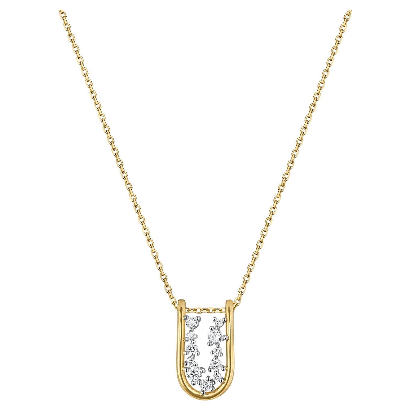 Rosario Navia Mara Petit pendentif à maillons pliés en or 18 carats, platine et diamants
