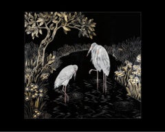 Marabou Storks, after Chinese Export by Jean Dunand