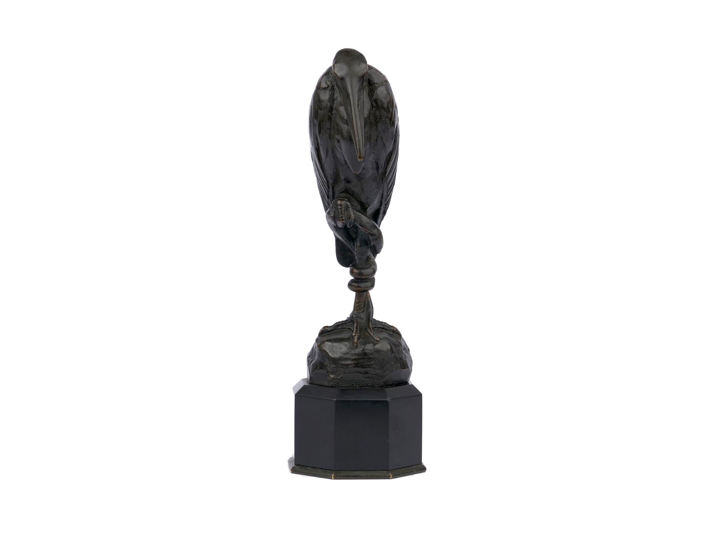 French “Marabout au Serpent” Bronze Sculpture by Antoine-Louis Barye & Barbedienne