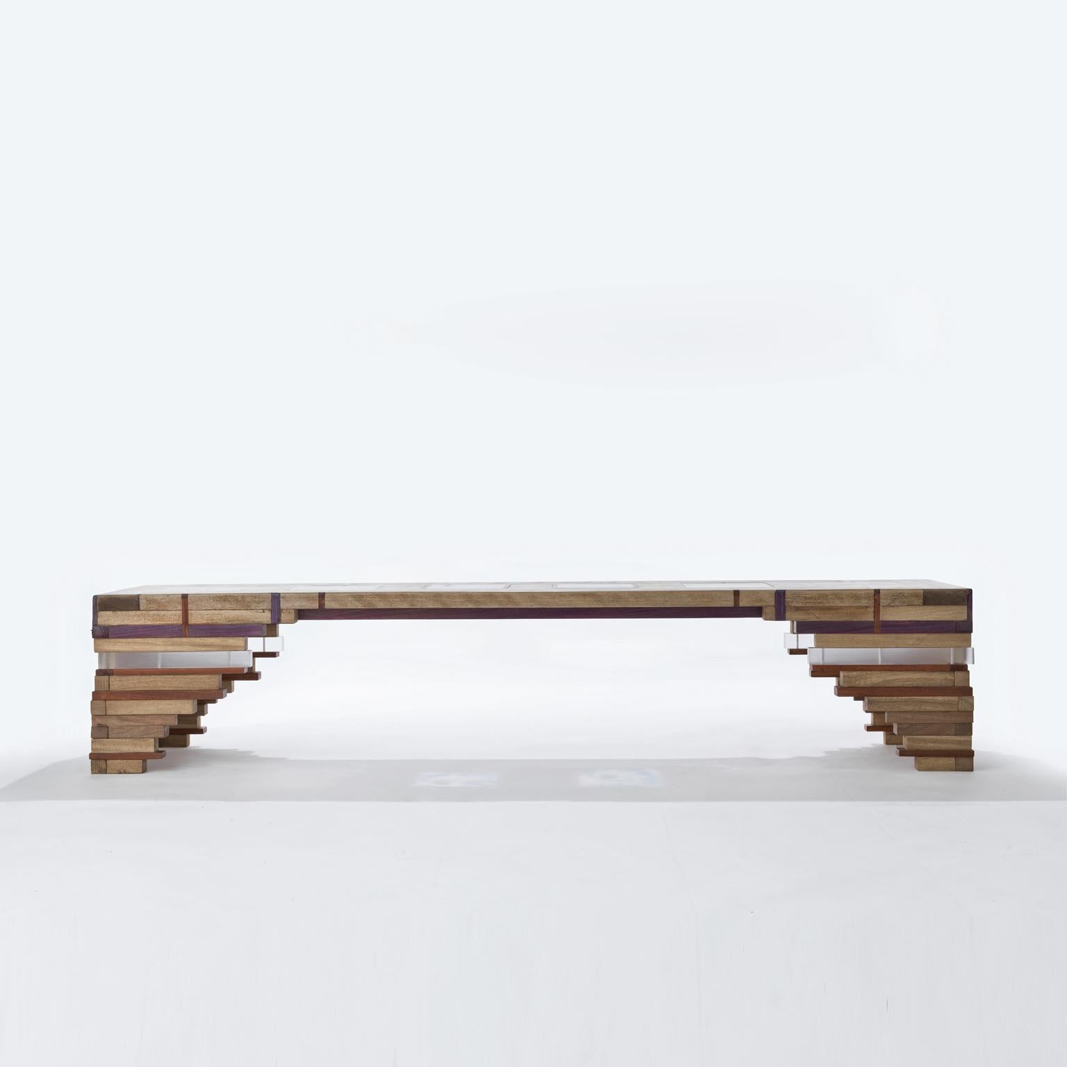 Marajo Reflected Sky Wooden Bench In New Condition For Sale In Roma, IT