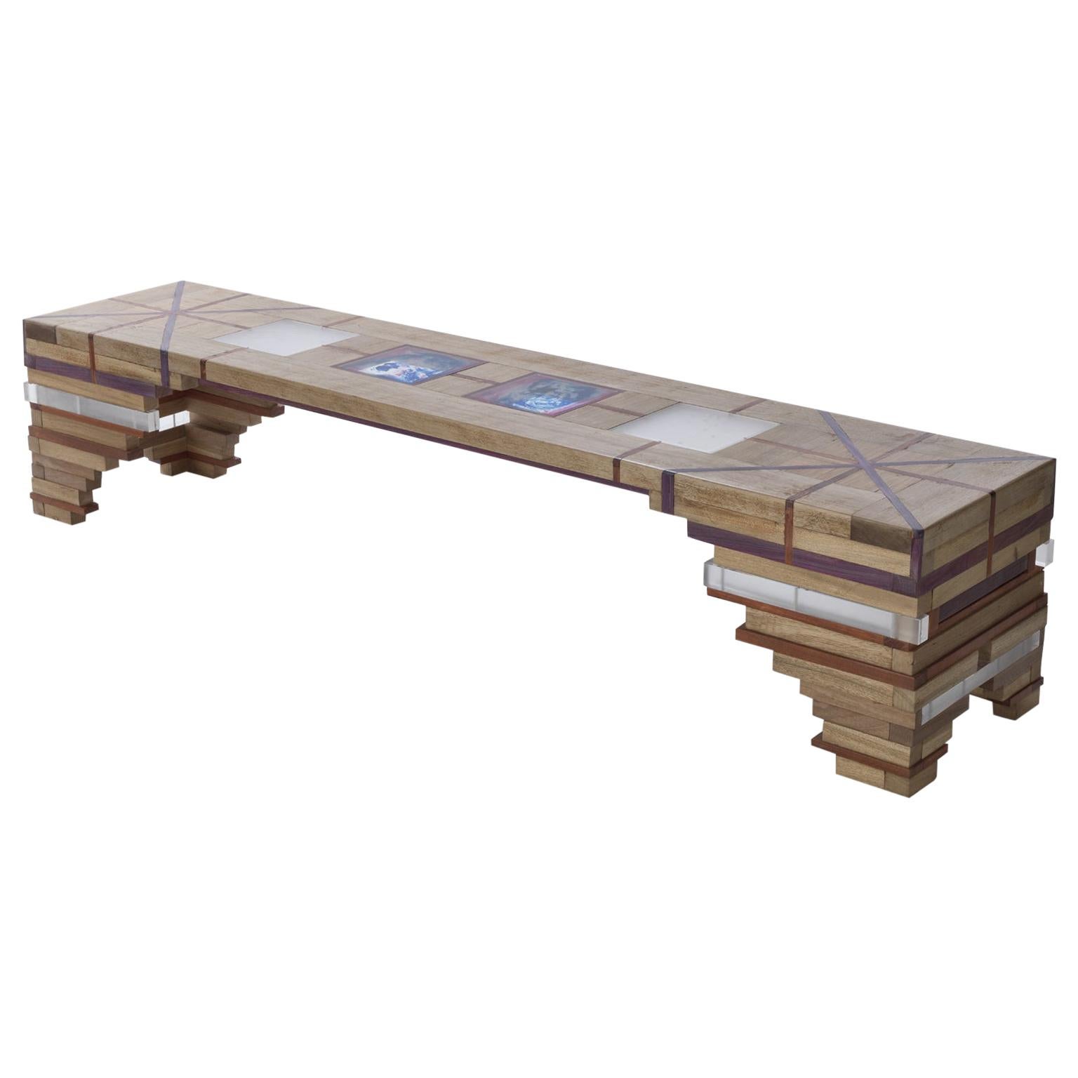 Marajo Reflected Sky Wooden Bench For Sale