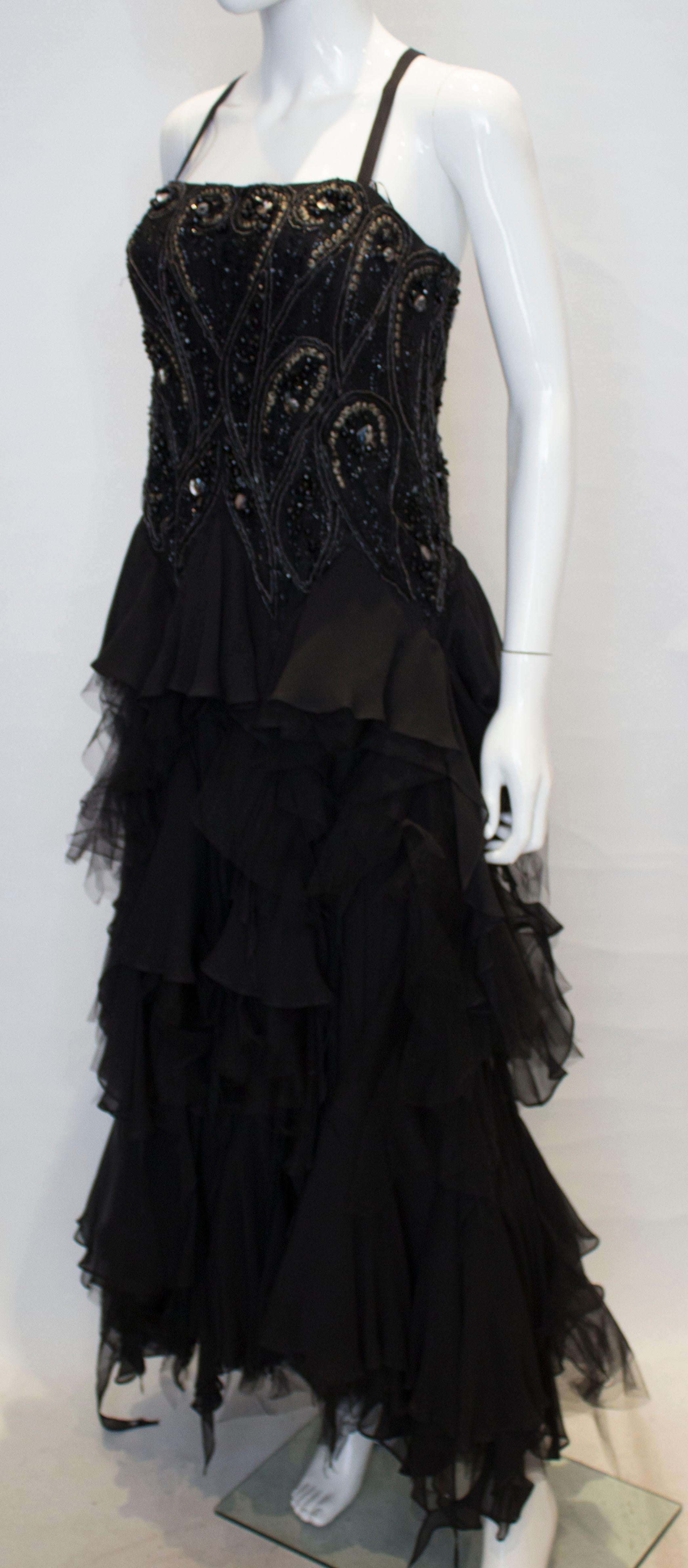 Black Maralane Gothic Evening Gown For Sale