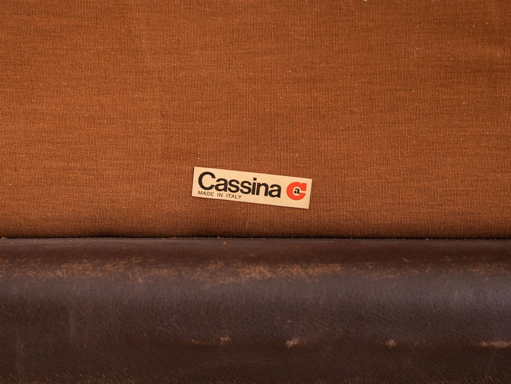 Maralunga 3 Sitz Sofa von Vico Magistretti für Cassina aus schokoladenbraunem Leder 6