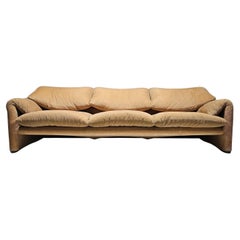 Maralunga 3-seater in original fabric by Vico Magistretti for Cassina, 1970s