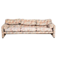 Maralunga 3-Seater Sofa, Original Fabric 1970s Vico Magistretti for Cassina