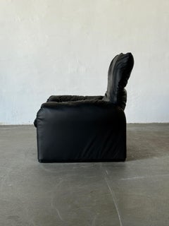 Maralunga armchair by Cassina, reupholstered in black leather