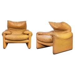Maralunga Armchairs by Vico Magistretti for Cassina, Italy, 1960s