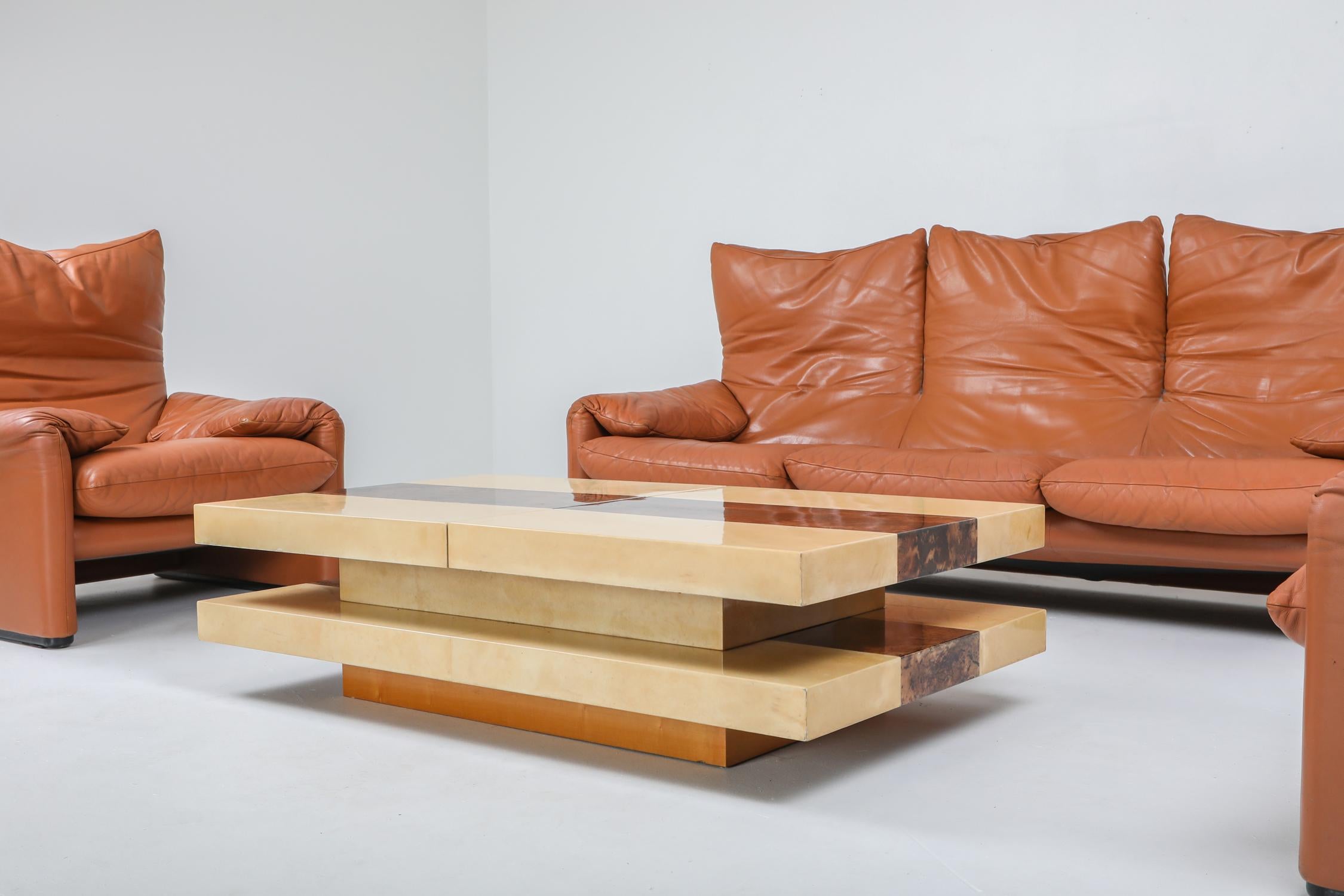 Maralunga Cognac Leather Couch by Vico Magistretti for Cassina, 1974 2