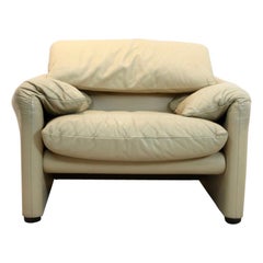 Maralunga Leather Lounge Chair by Vico Magistretti for Cassina, Italy