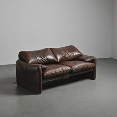 Canapé en cuir Maralunga de Vico Magistretti, Cassina circa 1973