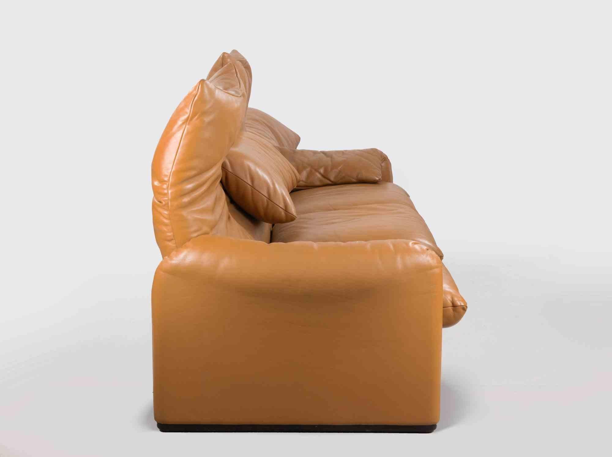 Dreisitziges Maralunga-Sofa aus Leder von Vico Magistretti für Cassina, 1970er Jahre im Angebot 2